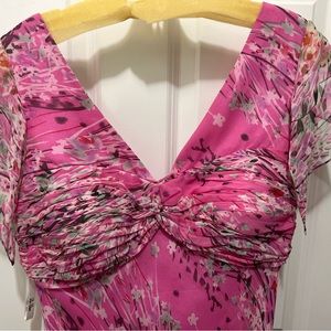 Liz Elena Silk Summer Afternoon Pink Silk Abstract Floral Wedding Ready SZ 14